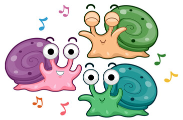 Wall Mural - Snails Dance Music Notes Illustration
