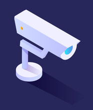 Smart Home Security, Surveillance Camera Or CCTV Isolated 3D Device Vector. Territory Or Premises Watching And Control, Safety Measure, Police Service. Monitoring, Guard Equipment, Isometric