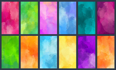 Wall Mural - Big set of bright colorful watercolor vector backgrounds for poster, brochure or flyer
