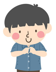 Sticker - Kid Boy Buttoning Shirt Illustration