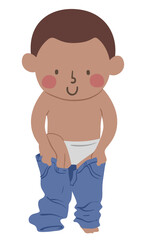 Wall Mural - Kid Boy Put On Pants Illustration