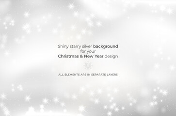 Wall Mural - abstract shiny starry silver background for your design