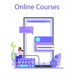 Back end development online service or platform. Software