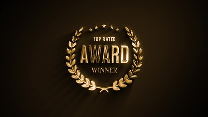 awards quality seal laurel leaves intro animation/ 4k animation of a design palm awards with laurel 