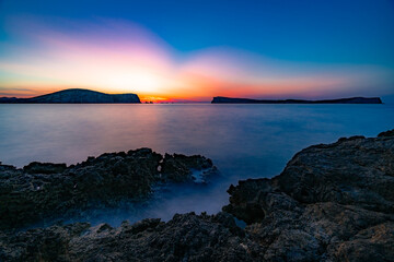 Sticker - Ibiza Sunset. West coast of Ibiza island.