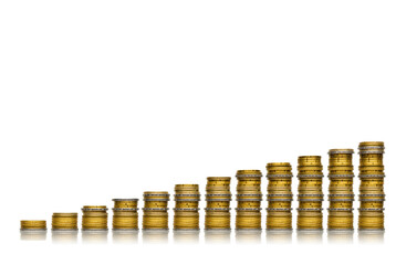 A column of coin stack isolated on a white background.