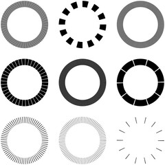 Aufkleber - Set of Circular radial, radiating lines, beams, rays. Geometric circle vector illustration. Cyclic loop concentric pattern