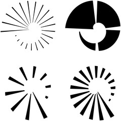 Aufkleber - Set of Circular radial, radiating lines, beams, rays. Geometric circle vector illustration. Cyclic loop concentric pattern