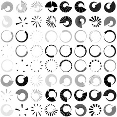 Aufkleber - Set of Circular radial, radiating lines, beams, rays. Geometric circle vector illustration. Cyclic loop concentric pattern