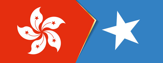 Hong Kong and Somalia flags, two vector flags.