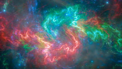 Wall Mural - colorful plasma swirl with stars in the bacground