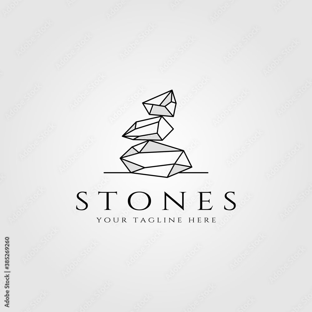 Simple Stone Logo stone logo line art vector illustration design Stock Vector | Adobe Stock