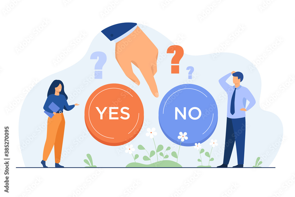 Thoughtful people making difficult choice between two options isolated ...