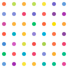 Fototapete - Circles, dots, polka-dots seamlessly repeatable colorful pattern, background. Speckle, stipple, stippling illustration. Vector