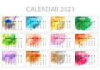 © sebos - Watercolor calendar wall planner for the 2021 year. Colorful vector set. Template for your design.