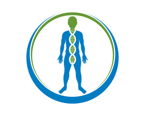 Sticker - Healthy human with DNA helix inside