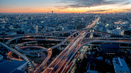 view of the city at night