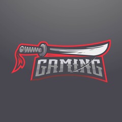 Sword mascot logo design illustration for gaming