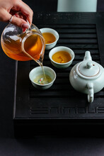 Chinese Tea Ceremony On A Black Background