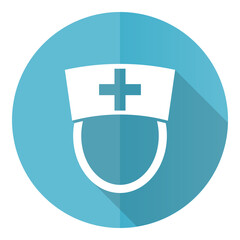 Aufkleber - Nurse vector icon, flat design blue round web button isolated on white background