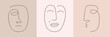 © Екатерина Заносиенко - Continuous line Cubism face. Creative templates set in minimalist style with one line face portrait, modern abstract shapes. Contemporary design promotion