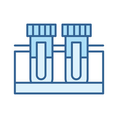 Poster - medical chemistry test tubes equipment line fill blue icon