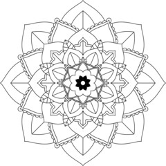 Easy Mandala coloring book simple and basic for beginners, seniors and children. Set of Mehndi flower pattern for Henna drawing and tattoo. Decoration in ethnic oriental, Indian style.