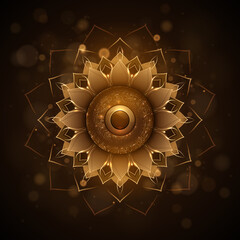 Abstract gold flower with glow effect