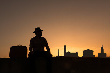 Wall Mural - man in front of birmingham city skyline