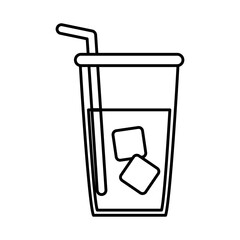 Sticker - tea, herbal beverage cup and straw line icon