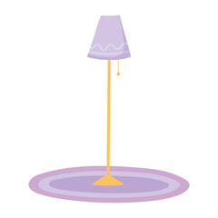 Sticker - floor lamp with carpet isolated icon style