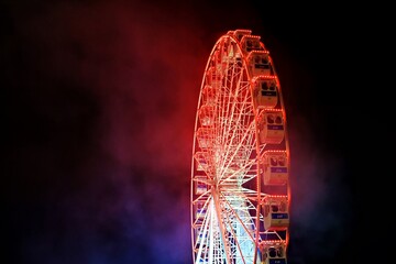 Wall Mural - Ferris wheel inside the Wonderland Lisboa the traditional Christmas event at Parque Eduardo VII in the city of Lisbon in Portugal