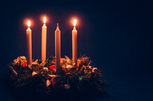3. Advent Candle Burning On Advent Wreath