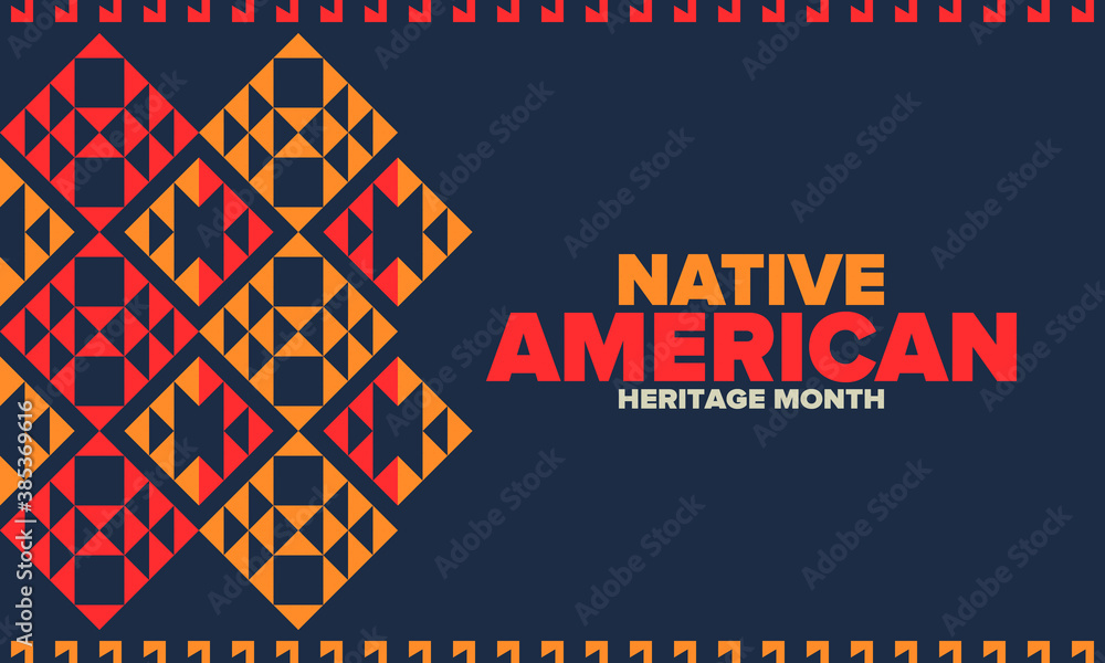 Native American Heritage Month in November. American Indian culture. Celebrate annual in United States. Tradition pattern. Poster, card, banner and background. Vector ornament, illustration - obrazy, fototapety, plakaty 