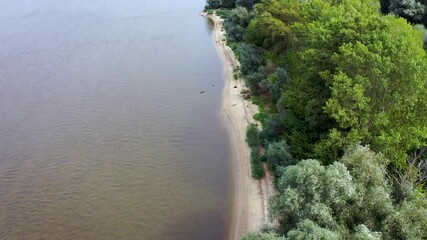 Poster - 4k drone footage of Vistula River bank in Mokotow district of Warsaw, capital of Poland