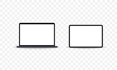 Wall Mural - laptop and tablet icon in dark style. devices sign. notebook screen. vector eps 10. isolated on tran