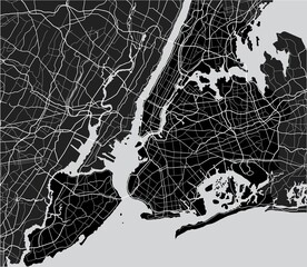 New York city map. Vector map of New York. Black and white