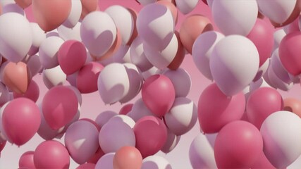 Wall Mural - pink and white balloons rising, animated background