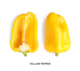 Wall Mural - Creative layout made of yellow pepper. Flat lay. Food concept. Pepper on the white background.