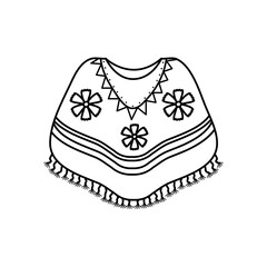 Sticker - mexican and floral poncho icon, line style