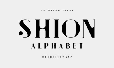 Wall Mural - Elegant golden alphabet letters serif font. Classic Minimal Fashion. Typography fonts regular uppercase, vector illustration.