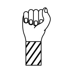 Sticker - hand fist with stripes in sleeve feminism line style icon