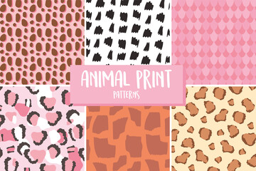 animal skin print pattern, different texture seamless repeating