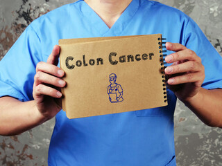 Medical concept meaning Colon Cancer  with sign on the piece of paper.