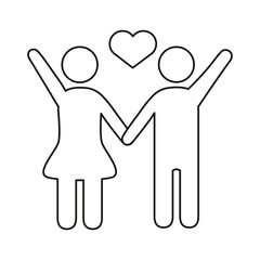 Sticker - couple figures with heart line style icon