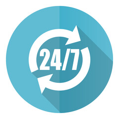 Poster - Service vector icon, flat design blue round web button isolated on white background