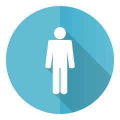 Poster - Male vector icon, gender flat design blue round web button isolated on white background