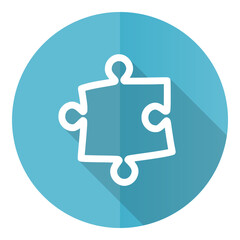 Aufkleber - Puzzle vector icon, flat design blue round web button isolated on white background