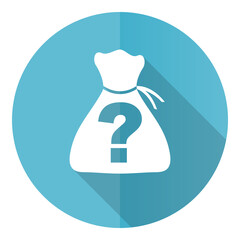Leinwandbilder - Riddle vector icon, flat design blue round web button isolated on white background