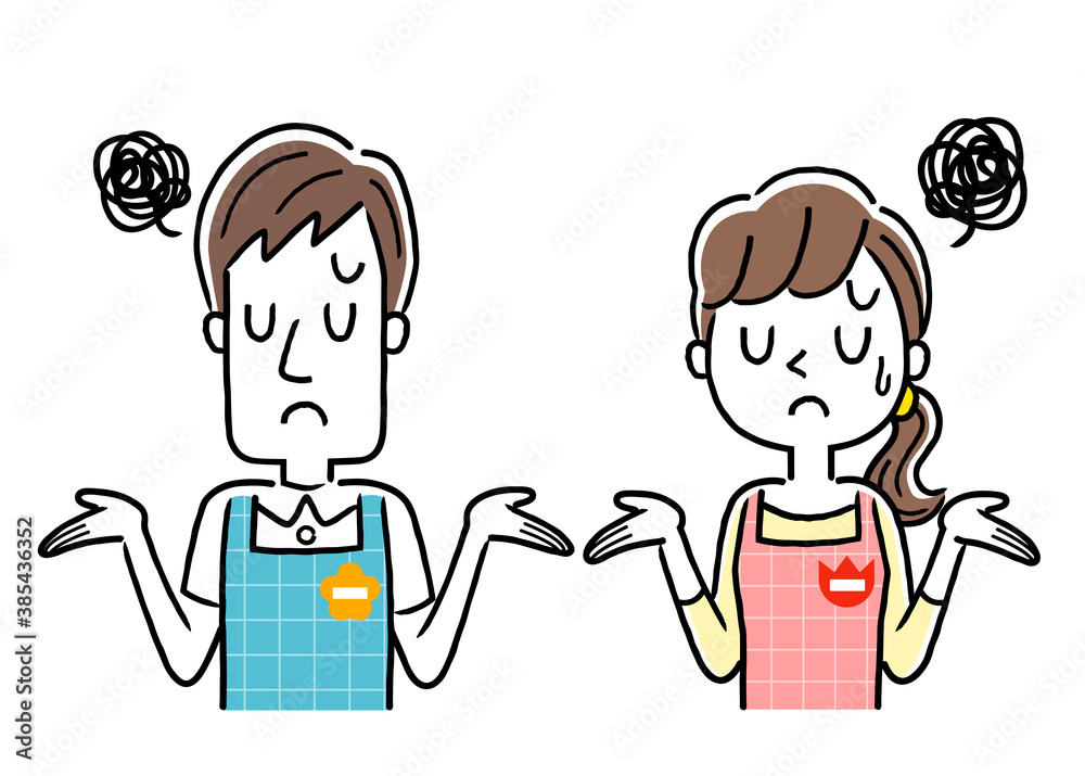 イラスト素材 若い保育士の男性と女性 呆れた 困った表情 Wall Mural ケイーゴ K イラスト素材 若い保育士の男性と女性 呆れた 困った表情 Wall Mural ケイーゴ K